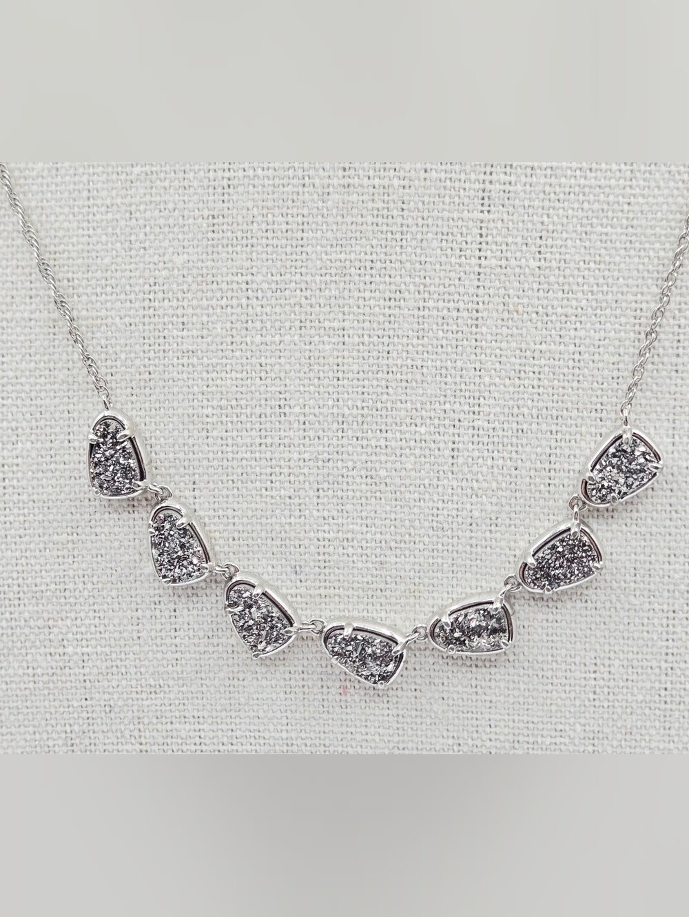 Kendra Scott Susanna Silver Collar Necklace in Platinum Drusy